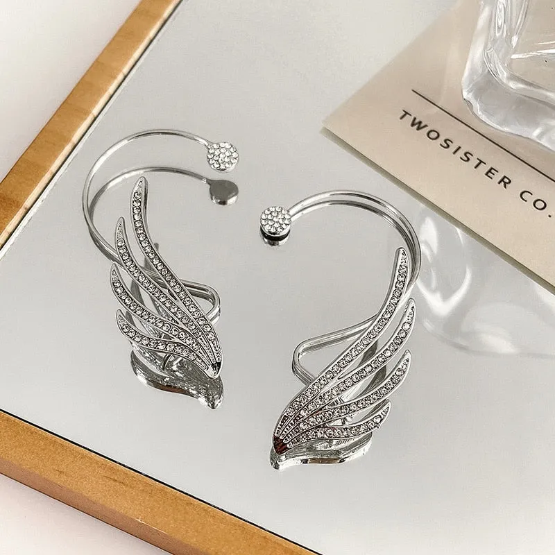 Exquisite Sparkling Zircon Wing Ear Cuff Earrings for Women