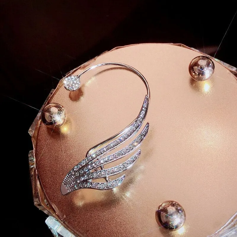 Exquisite Sparkling Zircon Wing Ear Cuff Earrings for Women
