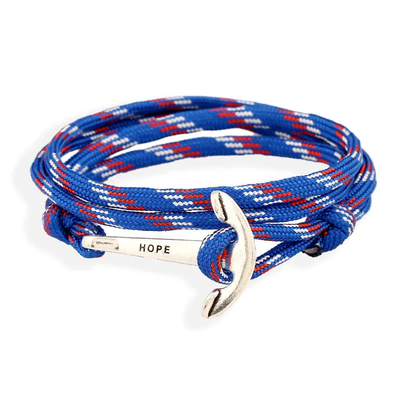 Fashion Navy Anchor Woven Chinlon Bracelet