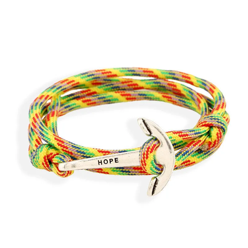 Fashion Navy Anchor Woven Chinlon Bracelet
