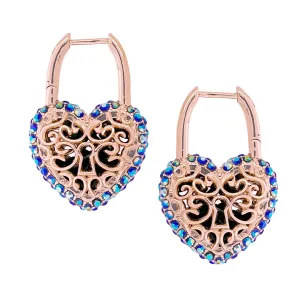 Filled With Love Valentines Sparkling Jet AB Earrings by Ritzy Couture DeLuxe-Rose Gold Plating
