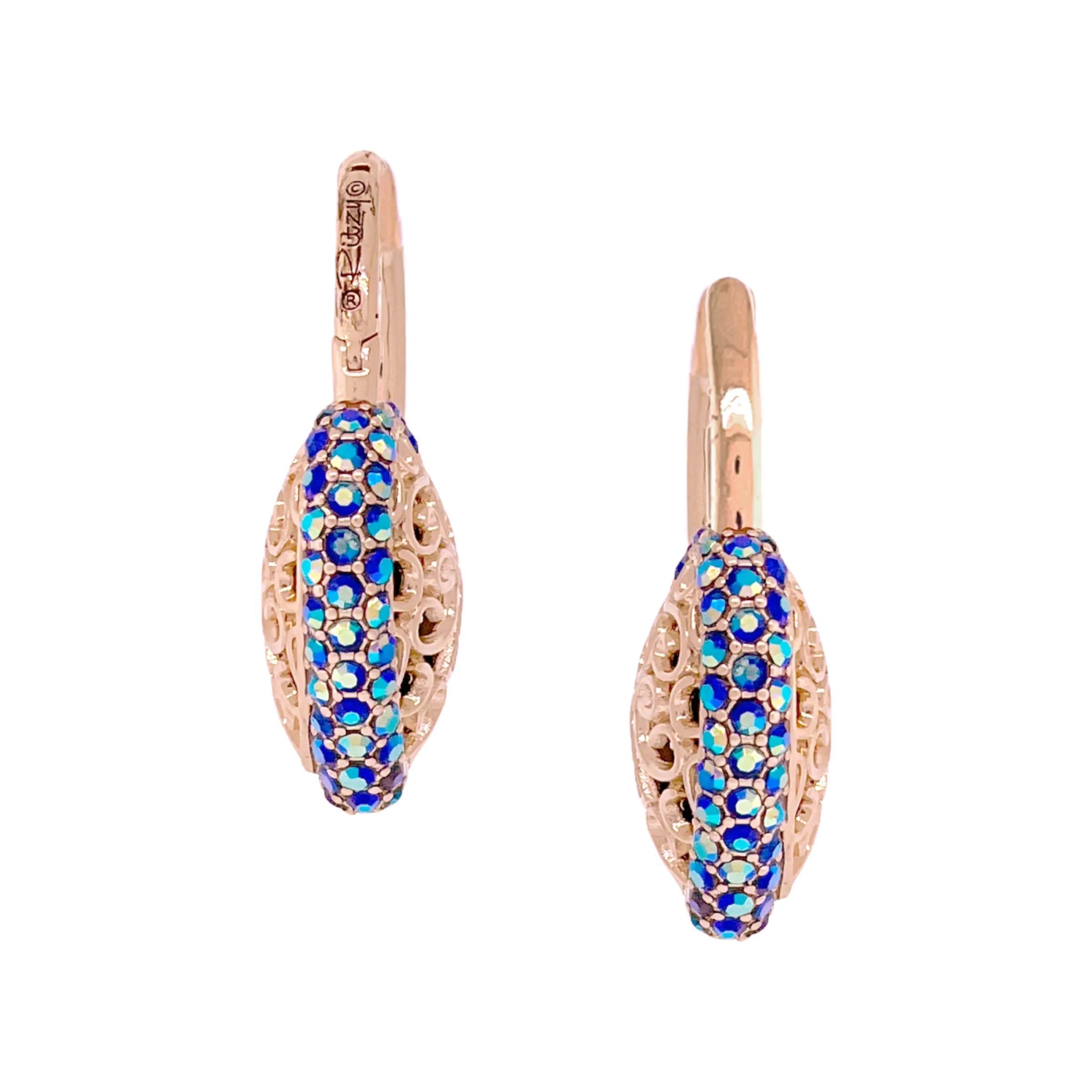 Filled With Love Valentines Sparkling Jet AB Earrings by Ritzy Couture DeLuxe-Rose Gold Plating