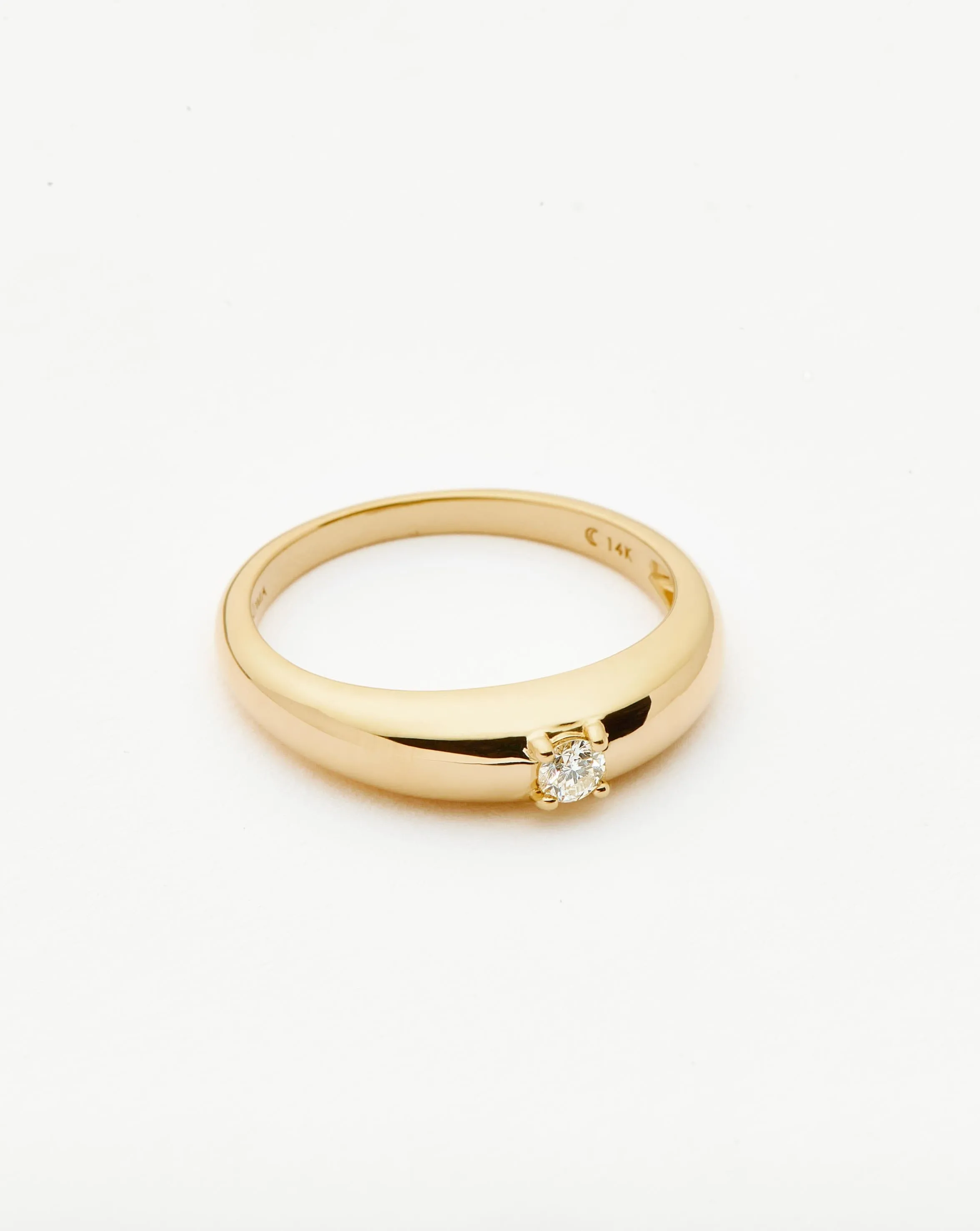 Fine Single Diamond Classic Dome Ring | 14ct Solid Gold/Diamond