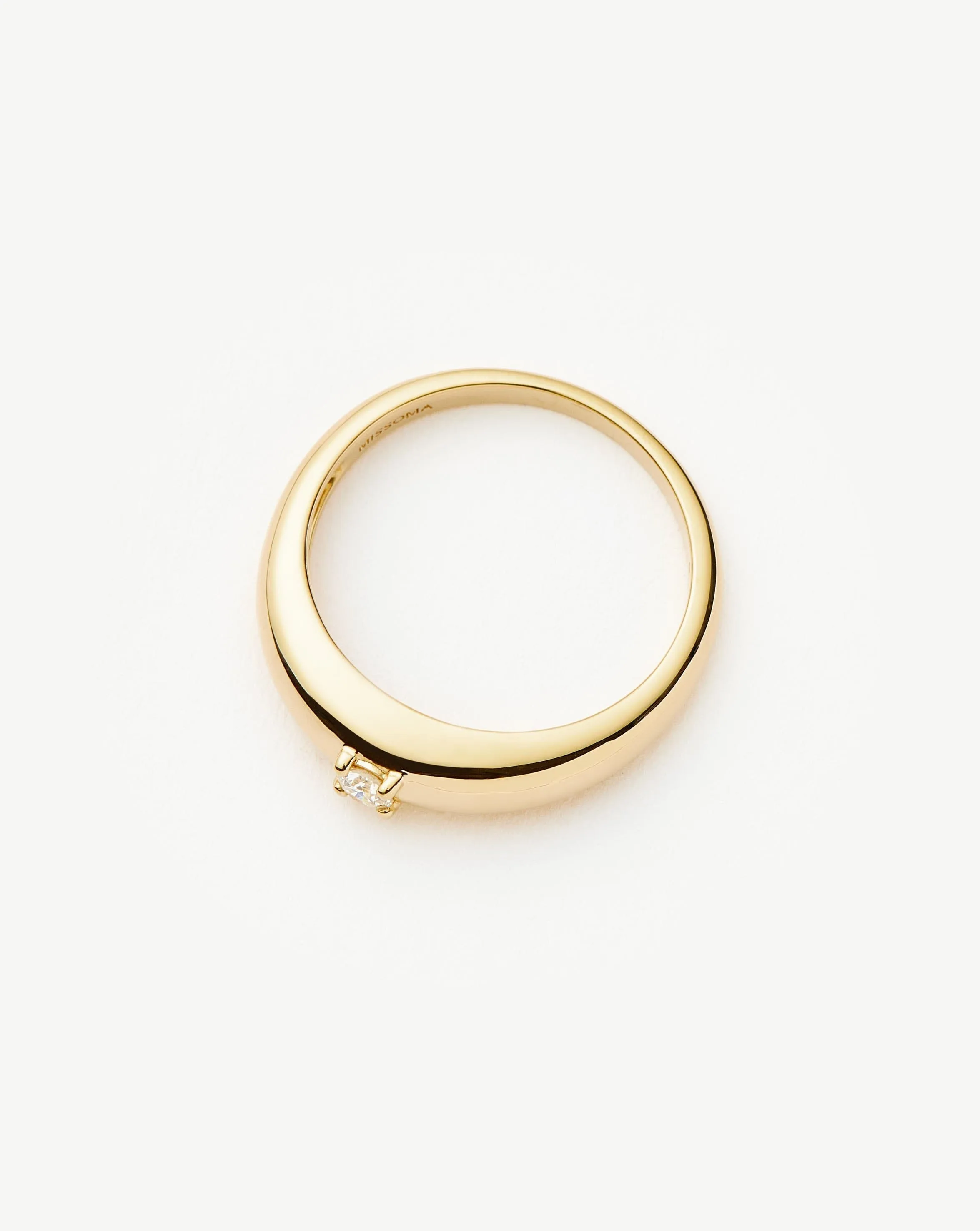 Fine Single Diamond Classic Dome Ring | 14ct Solid Gold/Diamond