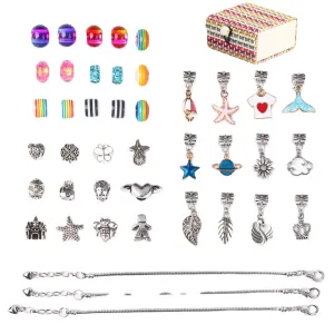 Funny Christmas Gifts for Girls Colorful Cartoon Crystal Bracelet DIY Bamboo Box Set