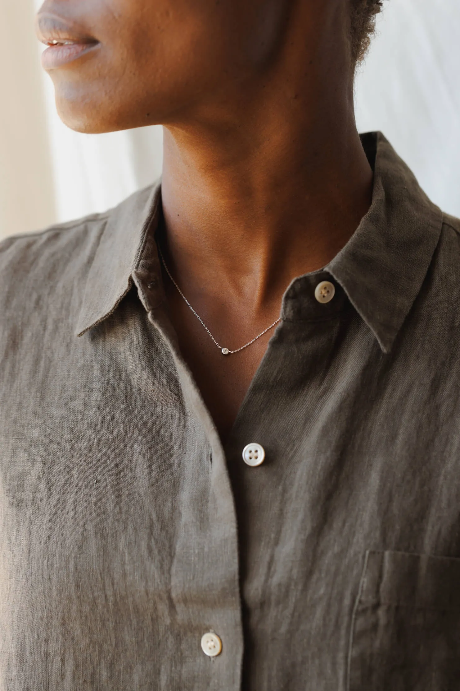 Gaia White Sapphire Solitaire Necklace