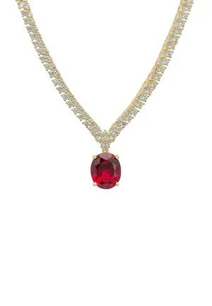 Garbo Oval Gemstone Tennis Necklace Dipped in Gold