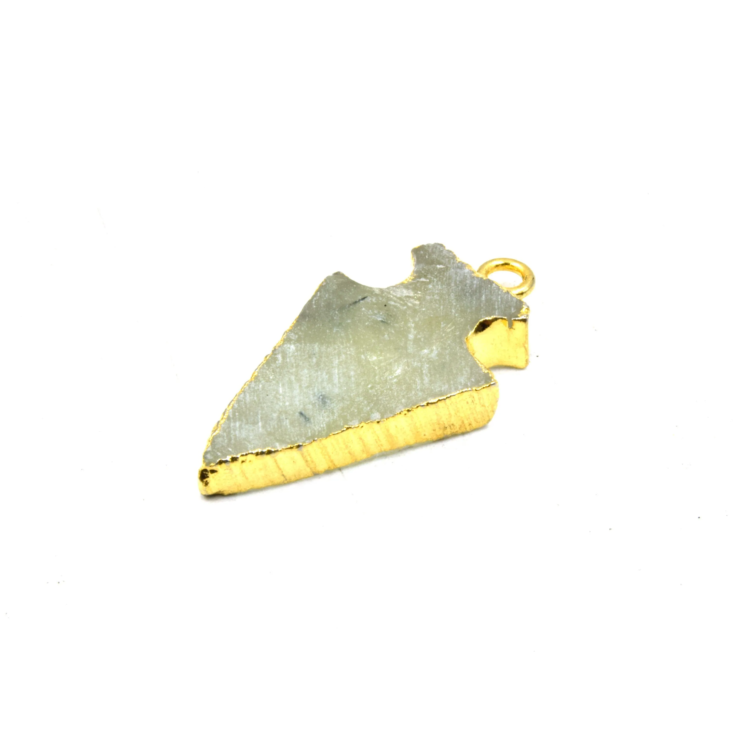 Gemstone Pendant | Gold Electroformed Arrow Pendants| Labradorite, Agate, Prehnite