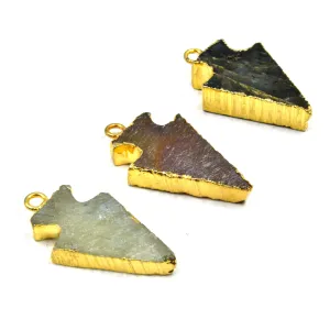 Gemstone Pendant | Gold Electroformed Arrow Pendants| Labradorite, Agate, Prehnite