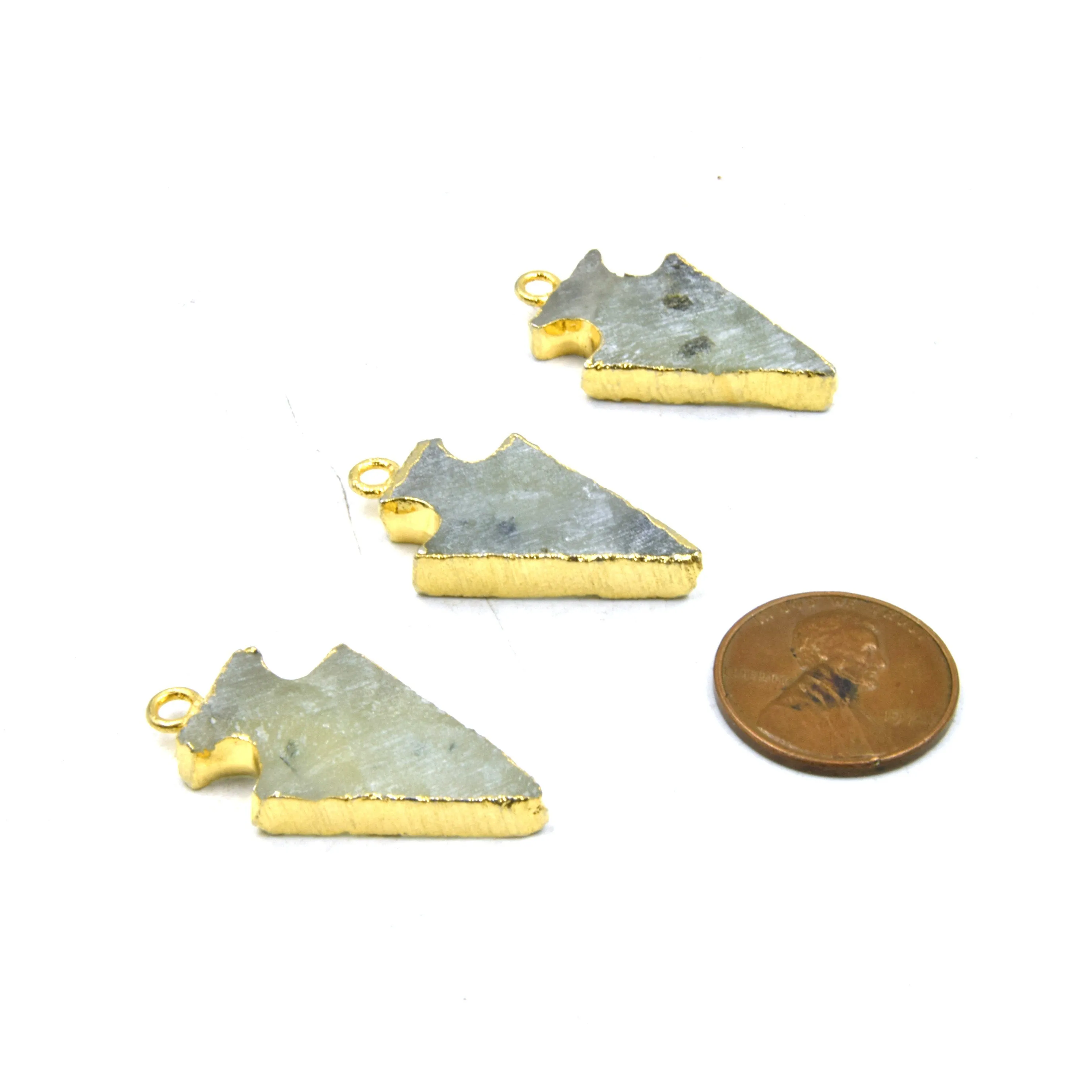 Gemstone Pendant | Gold Electroformed Arrow Pendants| Labradorite, Agate, Prehnite