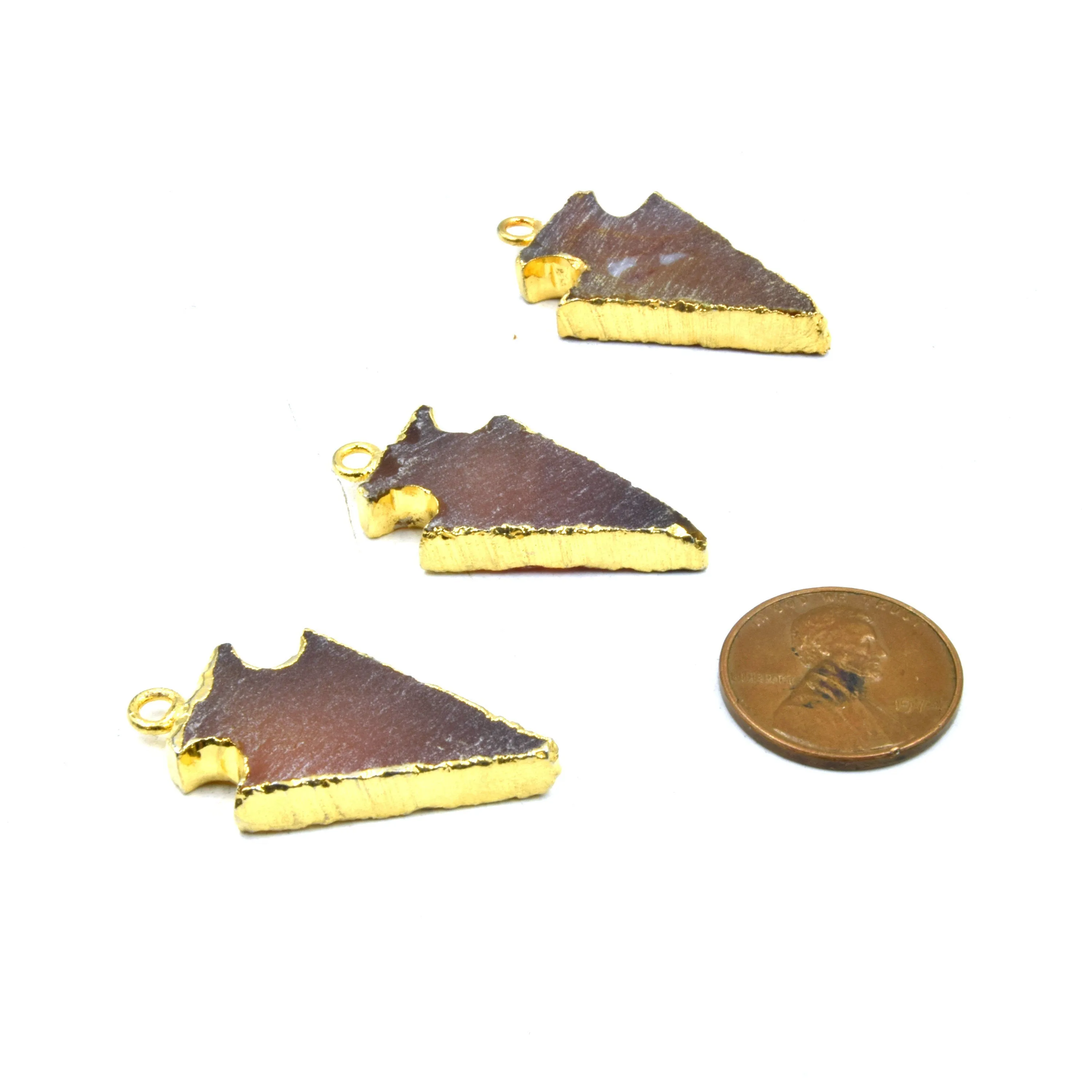 Gemstone Pendant | Gold Electroformed Arrow Pendants| Labradorite, Agate, Prehnite
