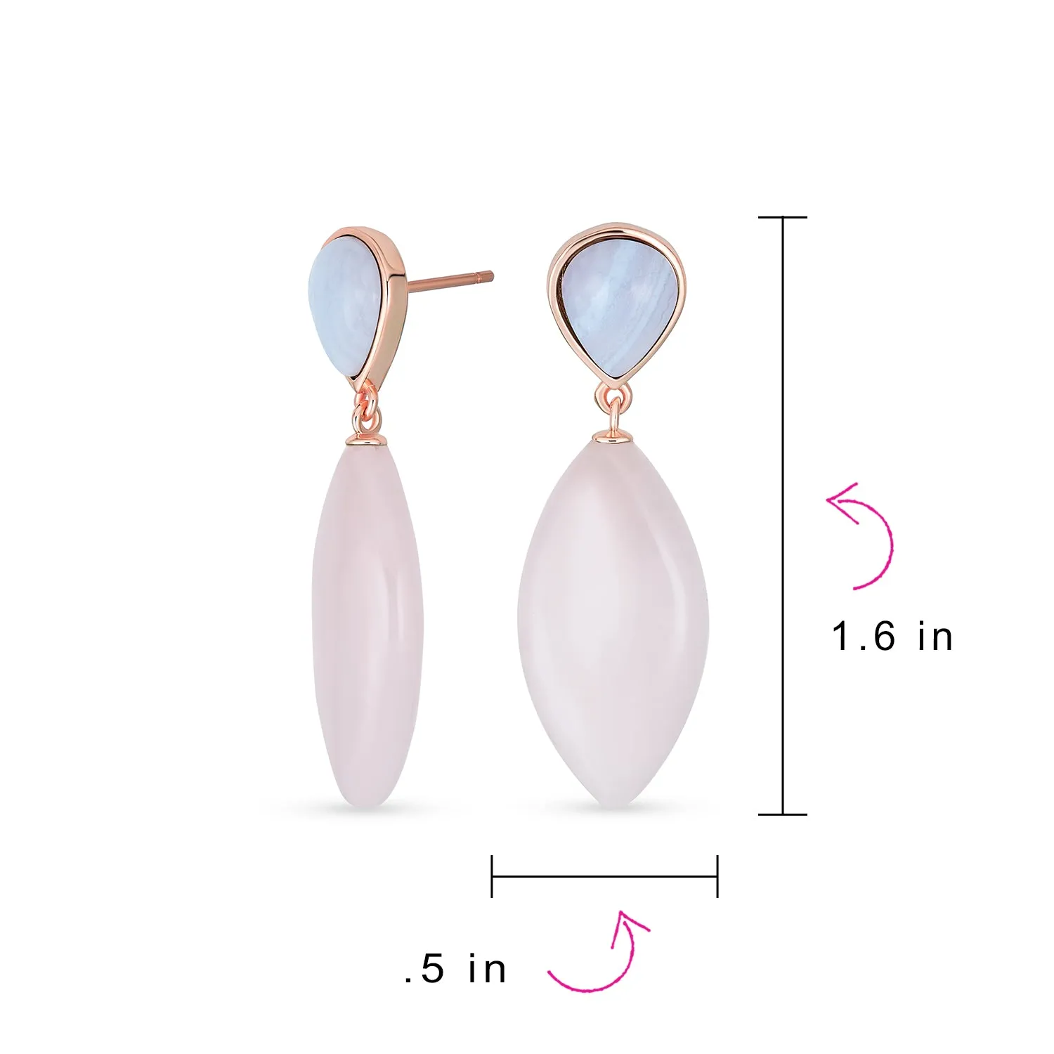 Geometric Rhombus Multi-Gemstone Dangle Earrings in 14K Gold Plated