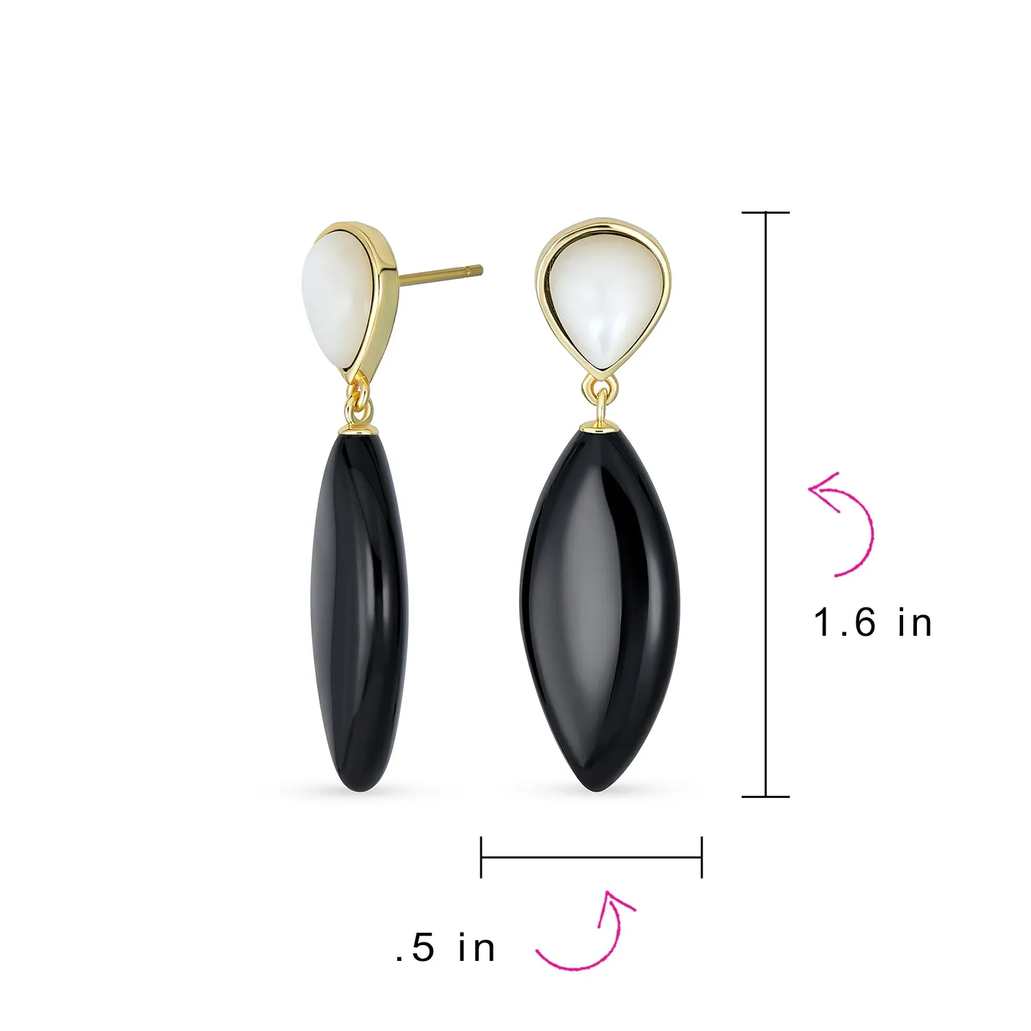 Geometric Rhombus Multi-Gemstone Dangle Earrings in 14K Gold Plated