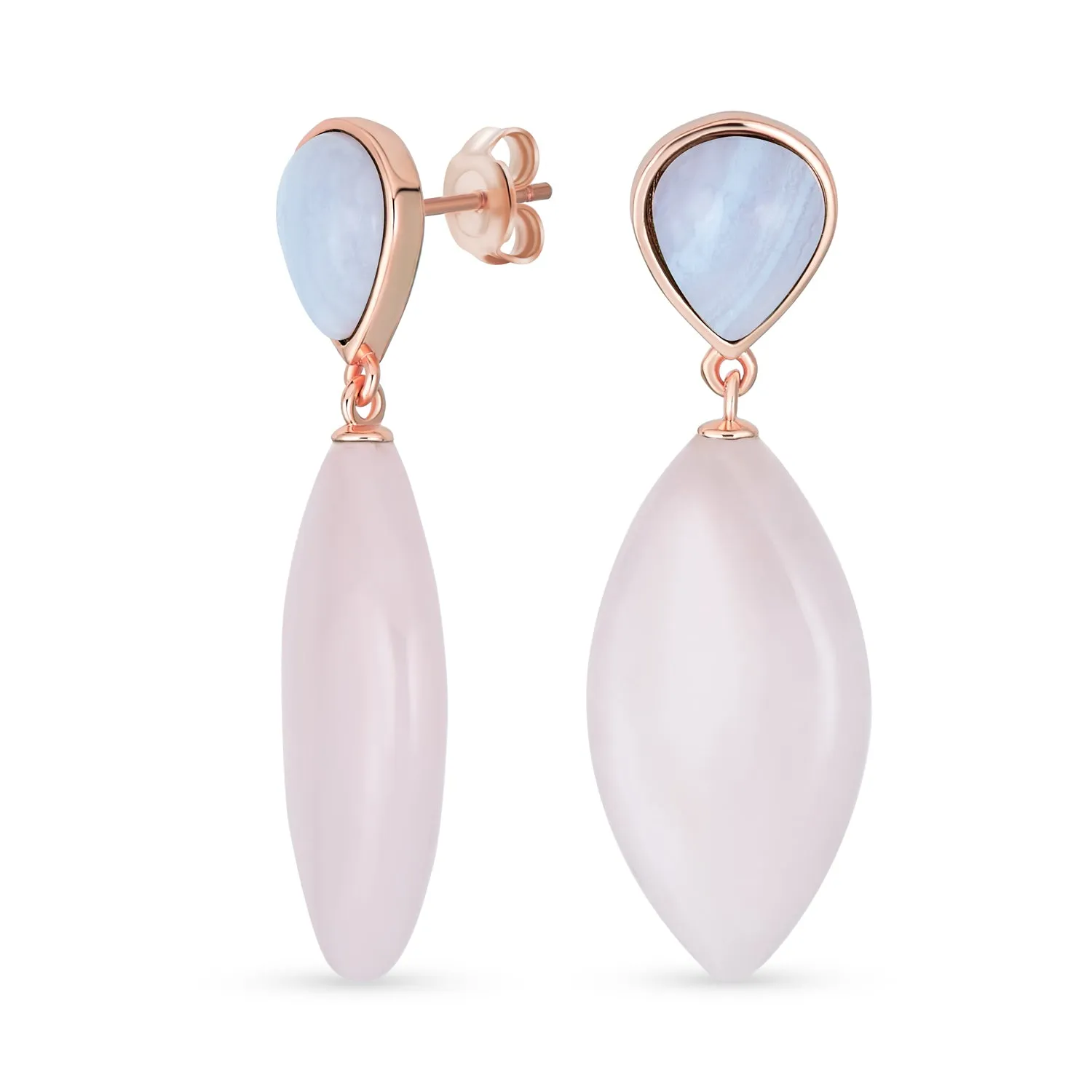 Geometric Rhombus Multi-Gemstone Dangle Earrings in 14K Gold Plated