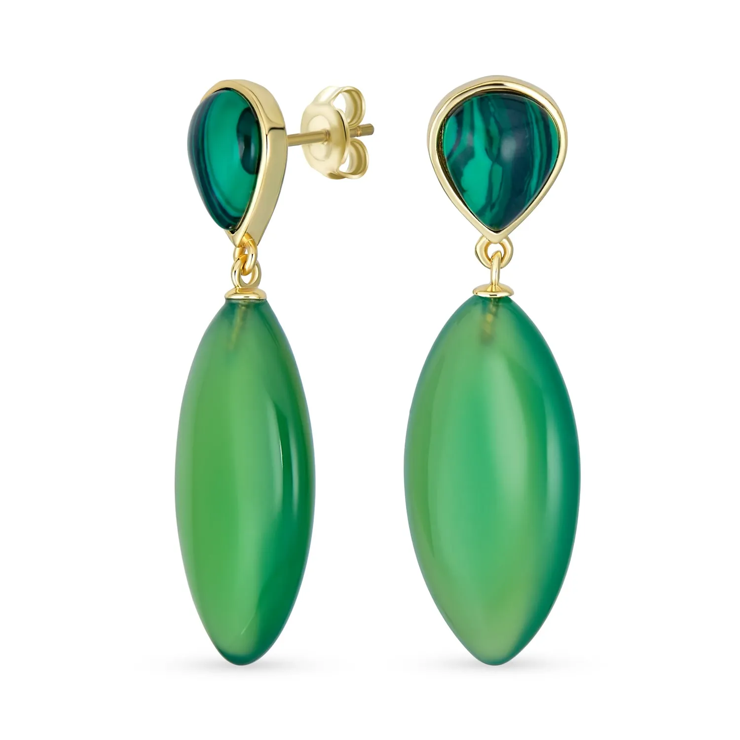 Geometric Rhombus Multi-Gemstone Dangle Earrings in 14K Gold Plated