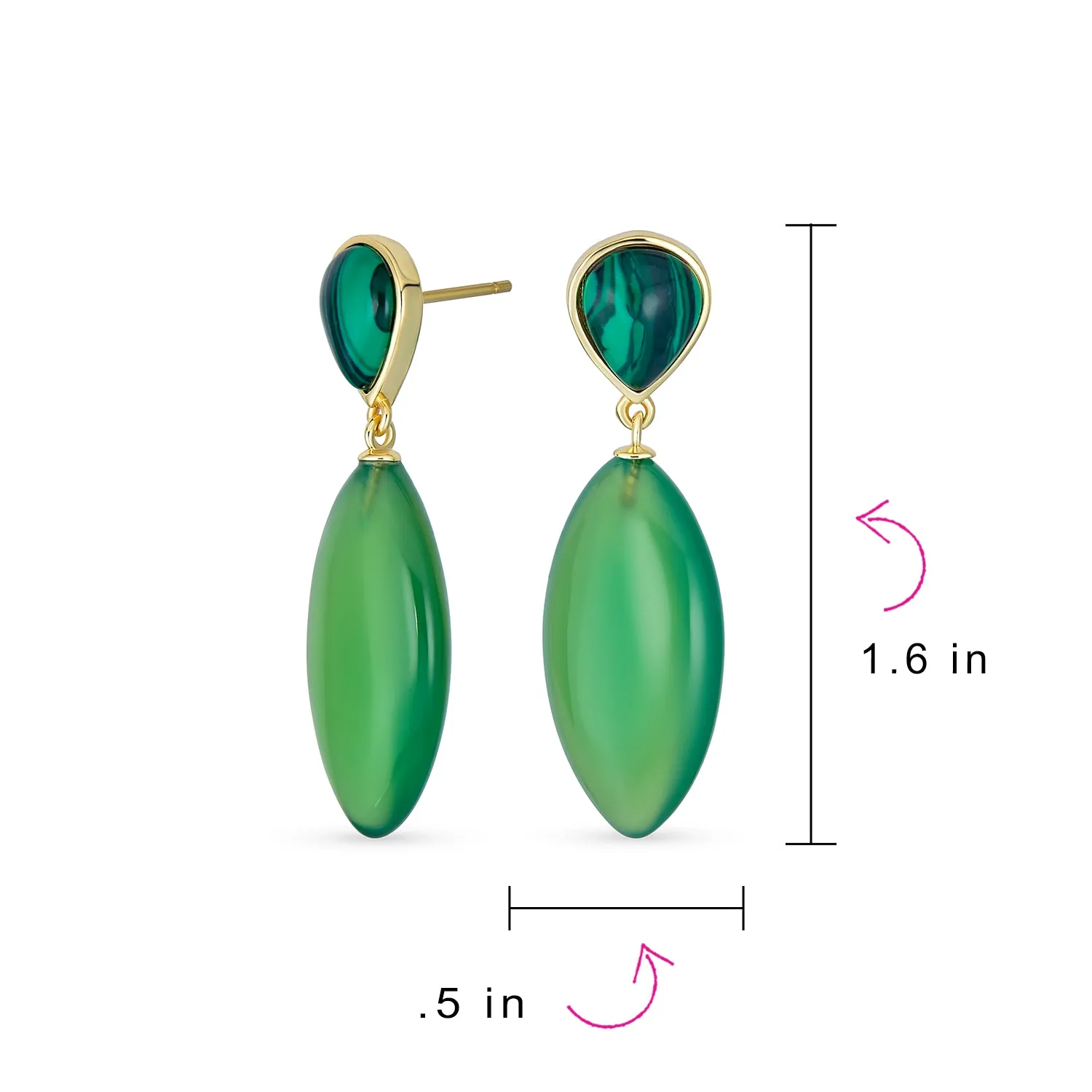Geometric Rhombus Multi-Gemstone Dangle Earrings in 14K Gold Plated