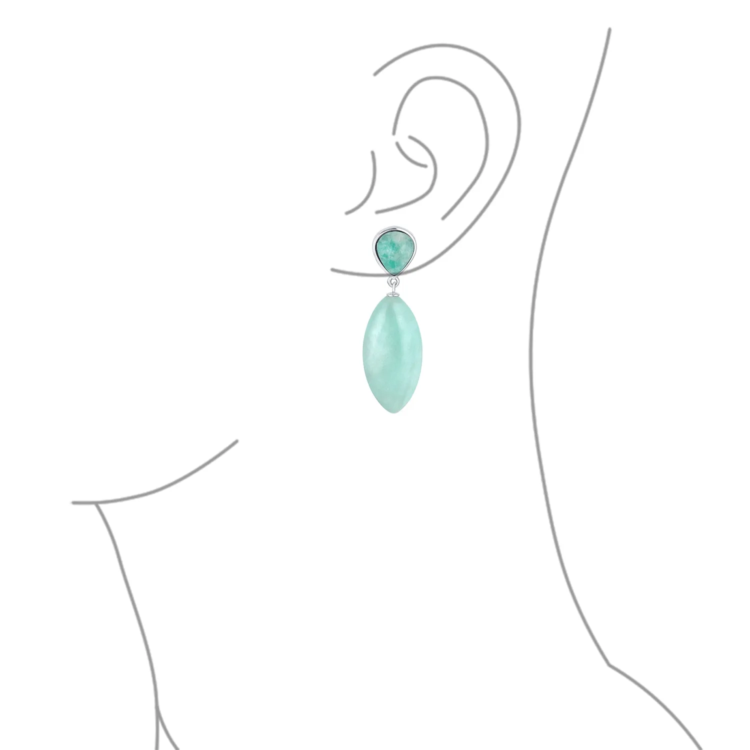 Geometric Rhombus Multi-Gemstone Dangle Earrings in 14K Gold Plated