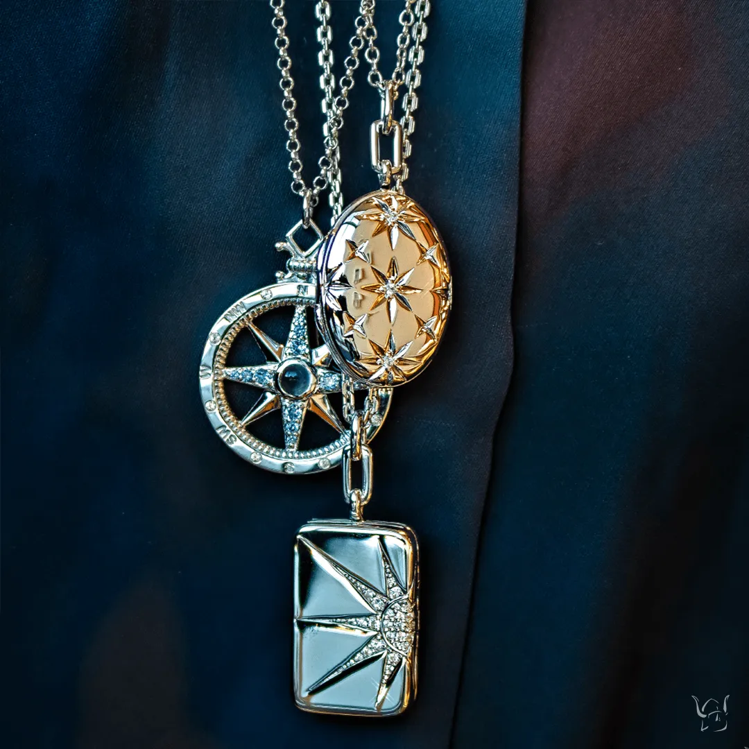 Global Compass Charm with Sapphires