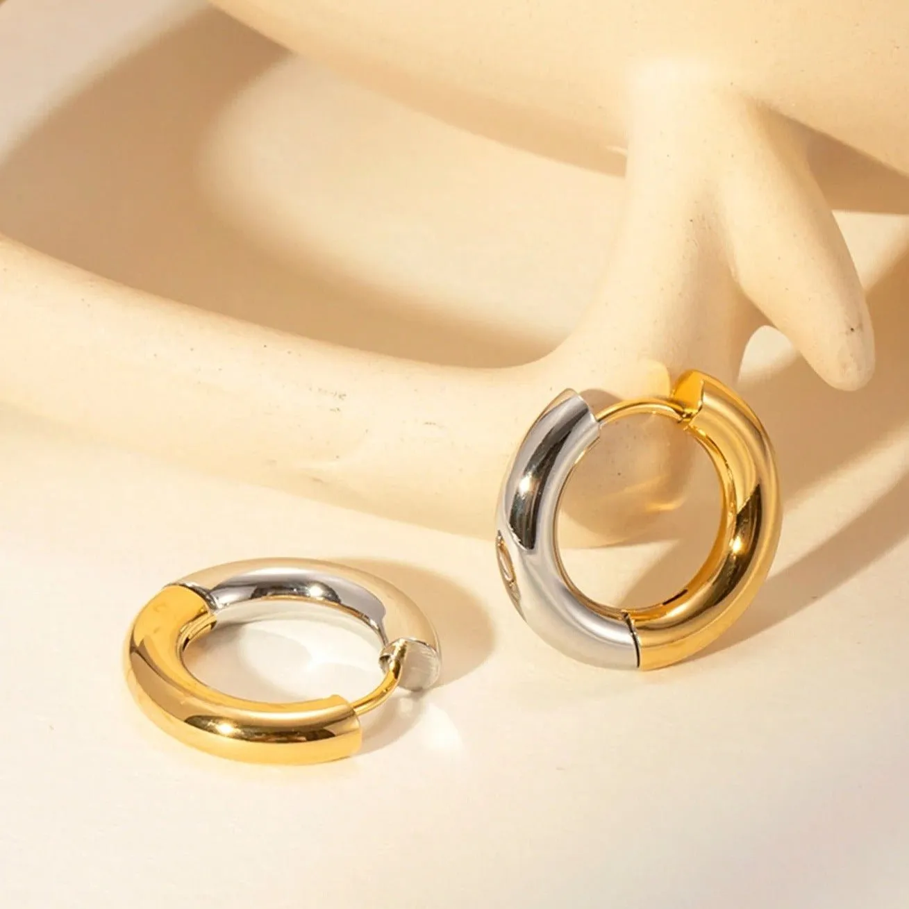 Gold And Silver Stackable Hoop Earrings