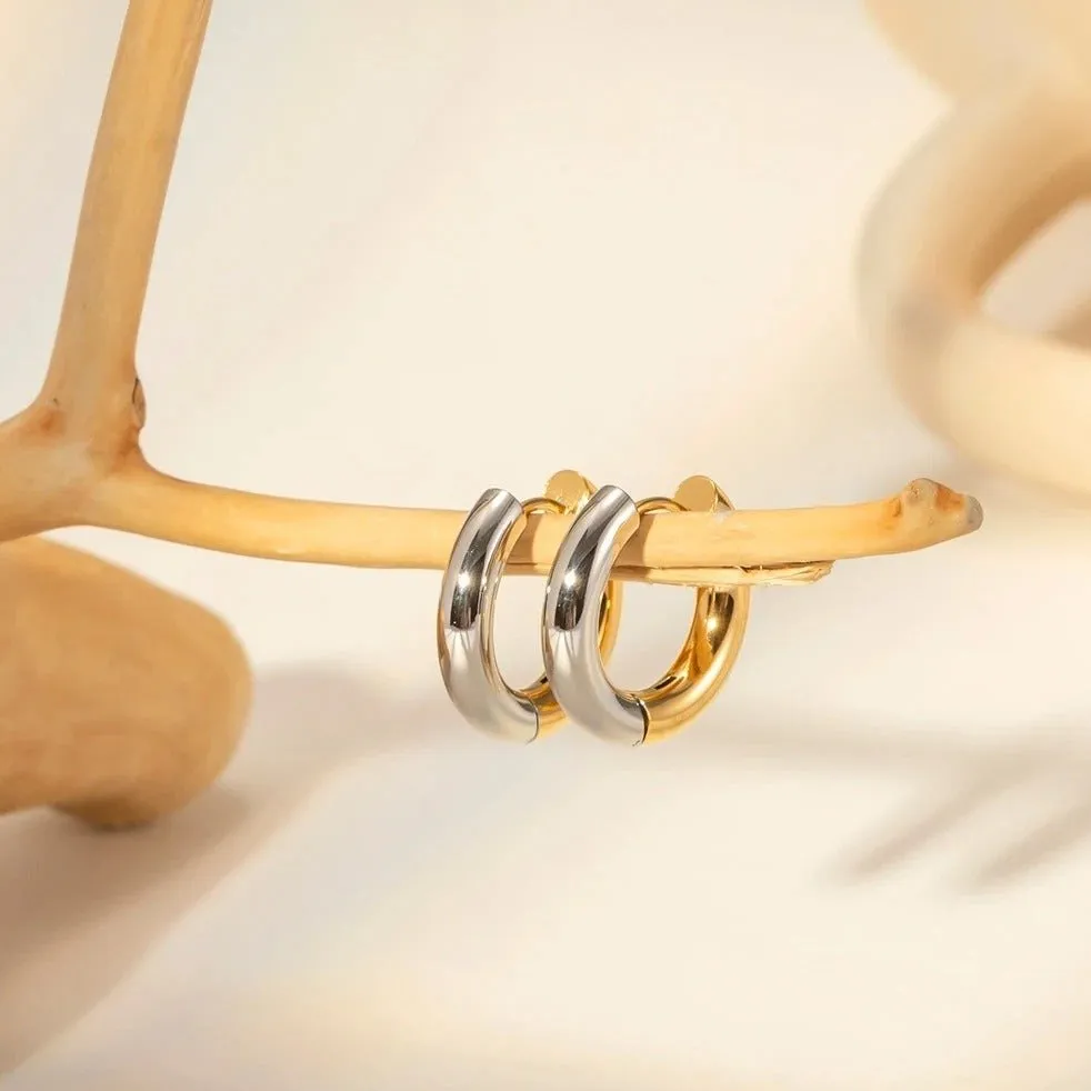 Gold And Silver Stackable Hoop Earrings