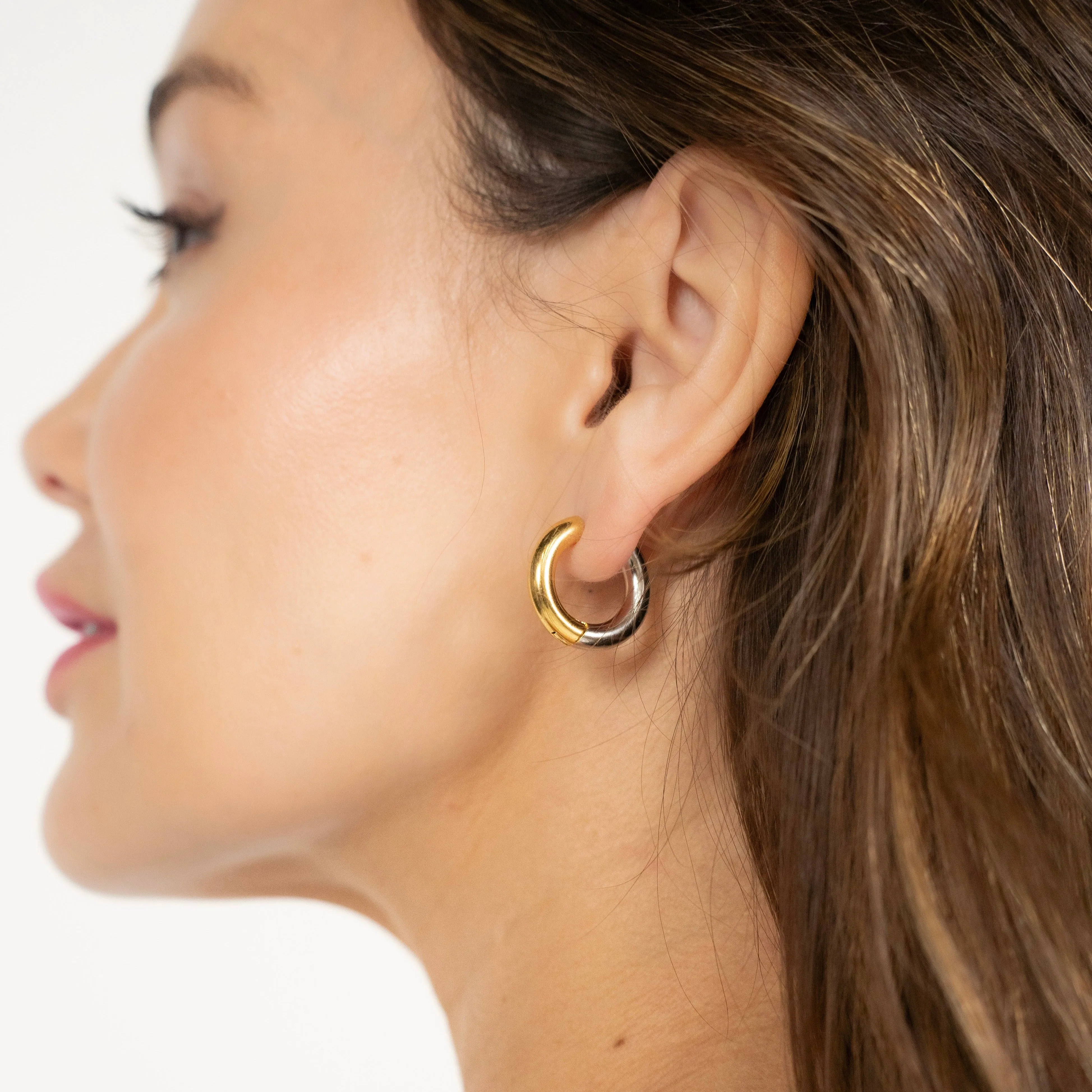 Gold And Silver Stackable Hoop Earrings