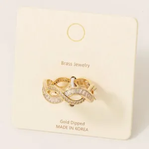 GOLD DIPPED BRAIDED RHINESTONE RING
