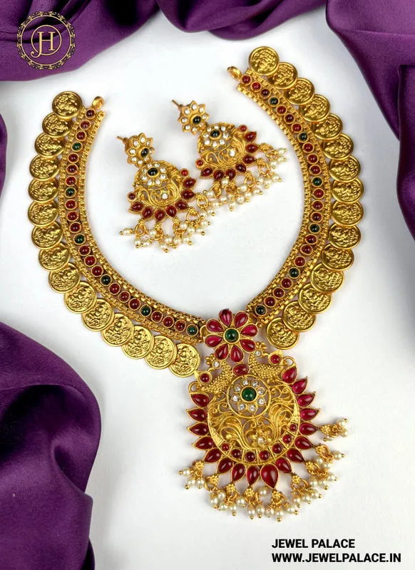 Gold Plated Beautiful Necklace Set With Earrings JH2064