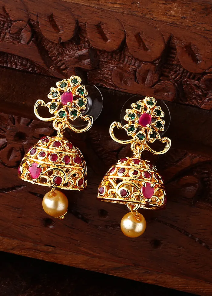Gold Plated CZ Exquisite Jhumki Earrings
