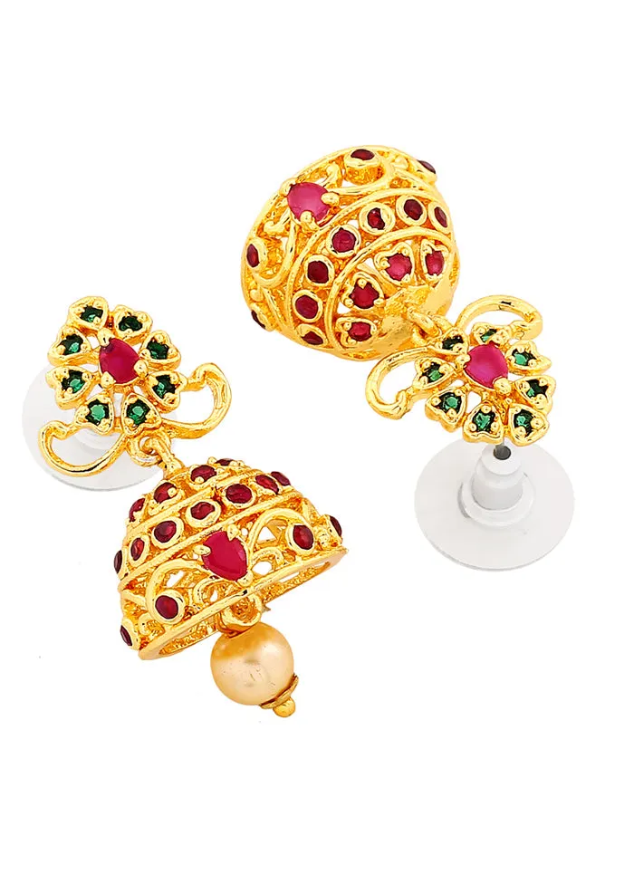 Gold Plated CZ Exquisite Jhumki Earrings