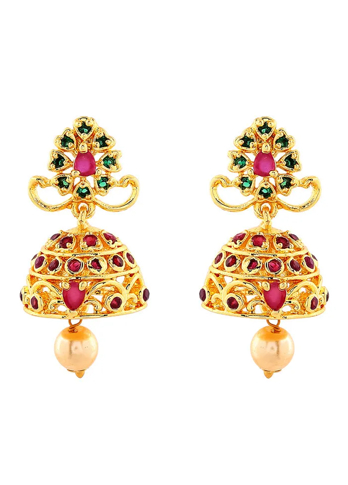 Gold Plated CZ Exquisite Jhumki Earrings