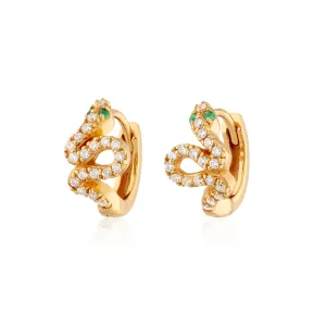 Gold Plated Sparkling Snake Huggie Earrings