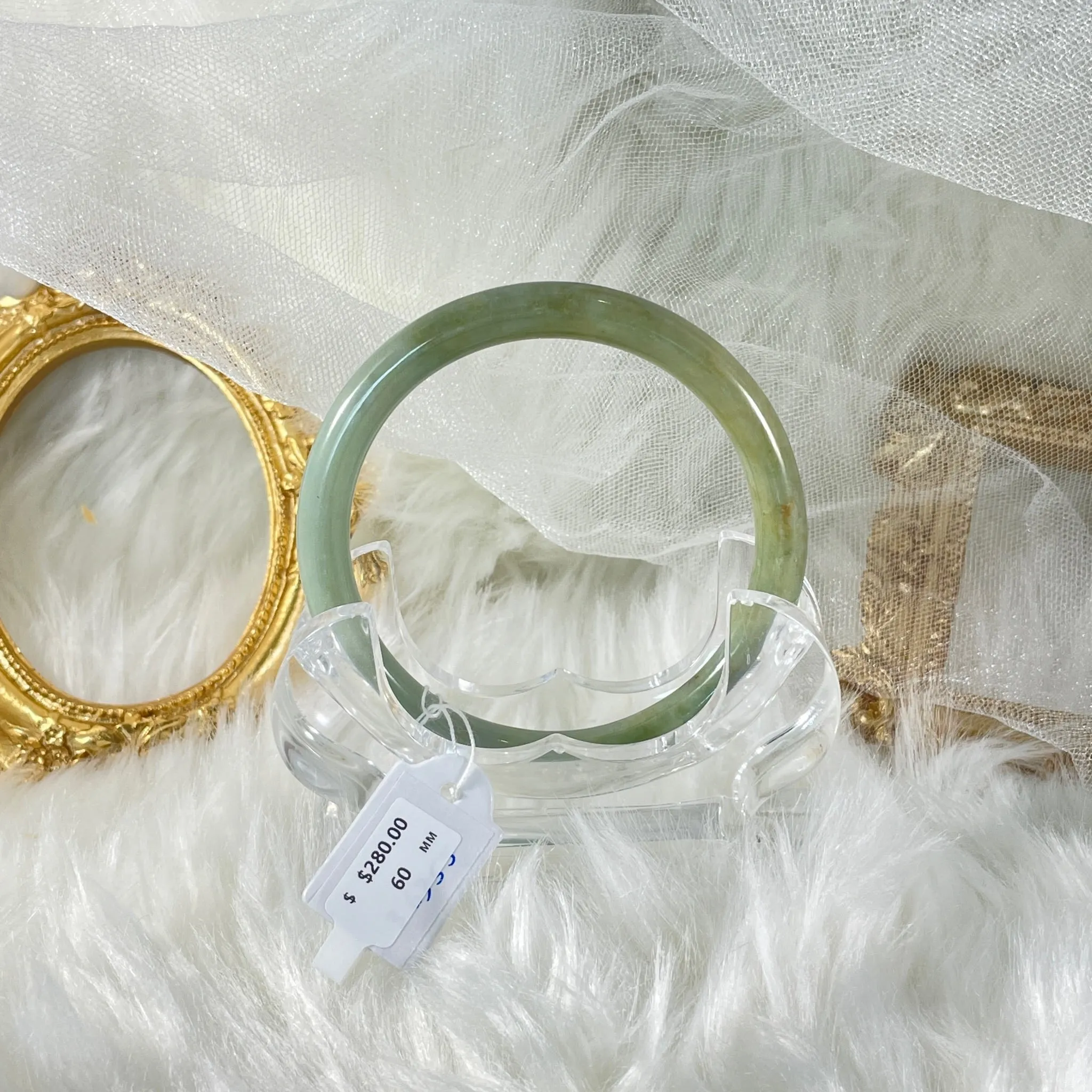 Grade A Natural Jade Bangle with certificate #36355