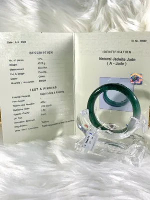 Grade A Natural Jade Bangle with certificate #36922