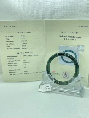 Grade A Natural Jade Bangle with certificate #37041