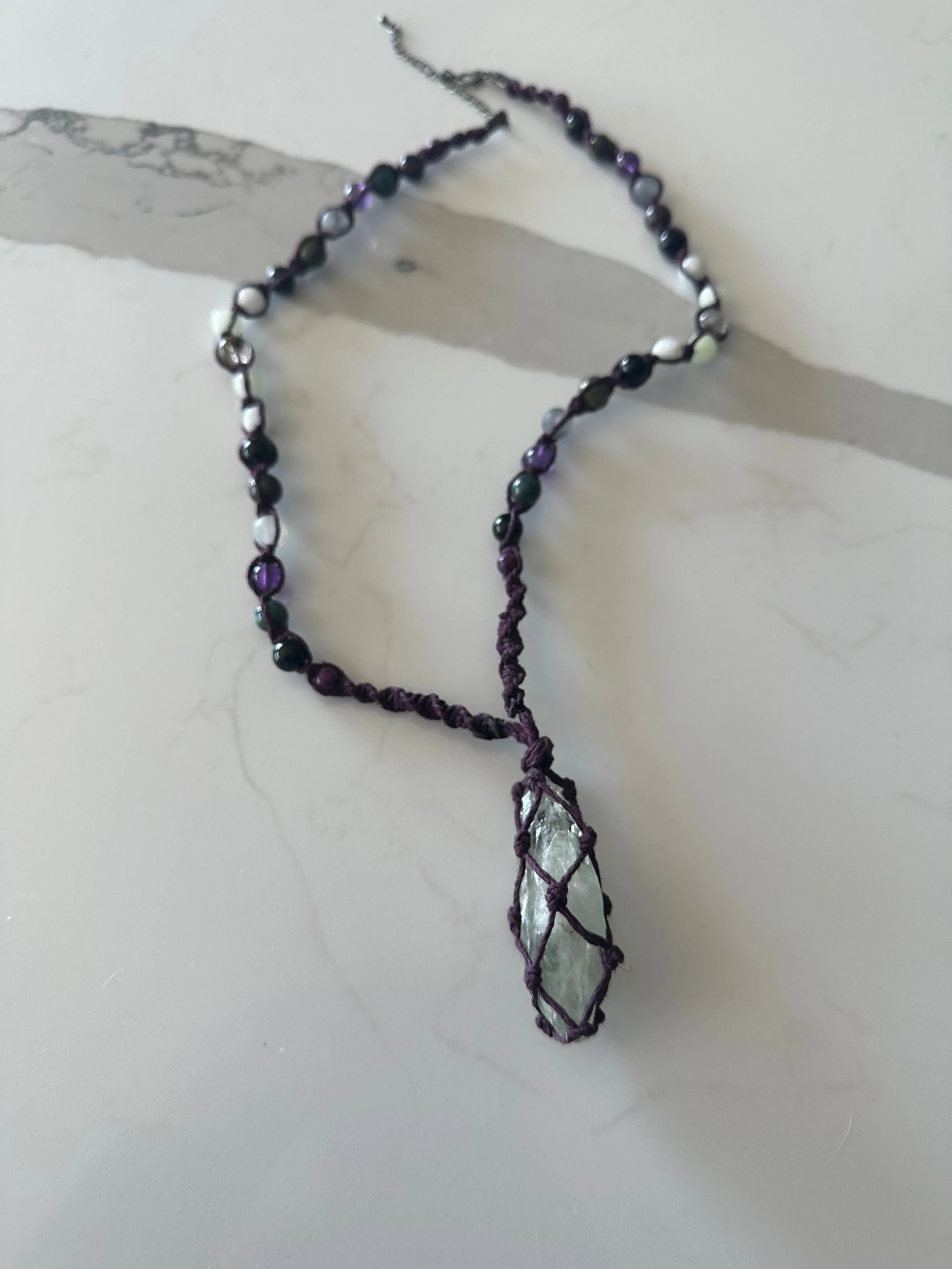 Green Amethyst Hemp Necklace