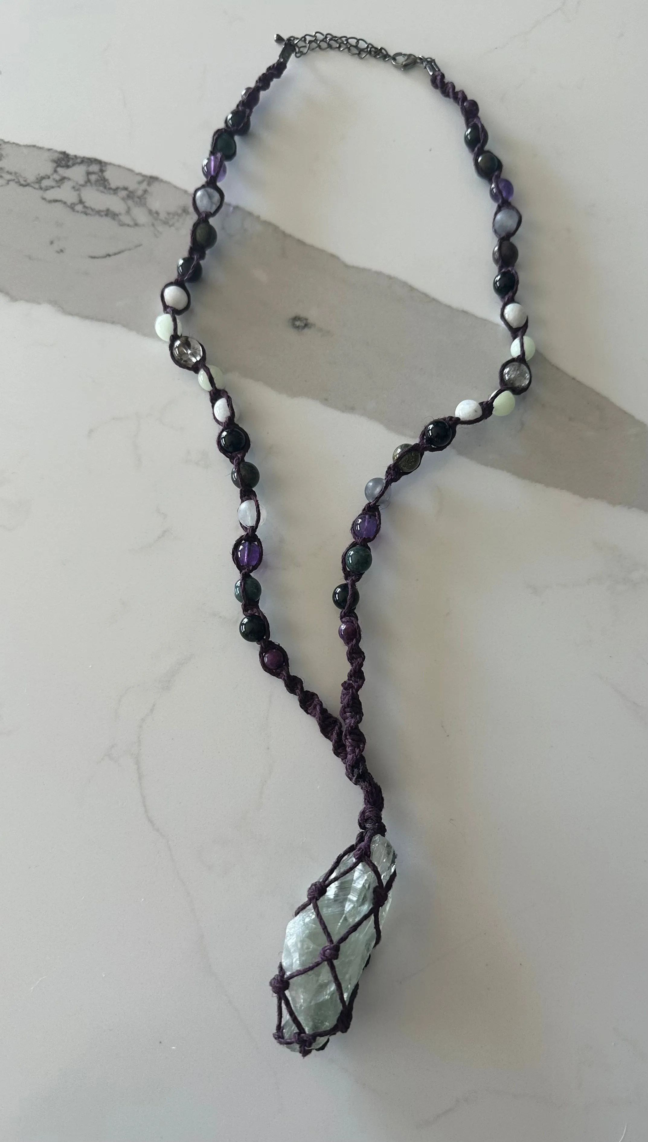 Green Amethyst Hemp Necklace