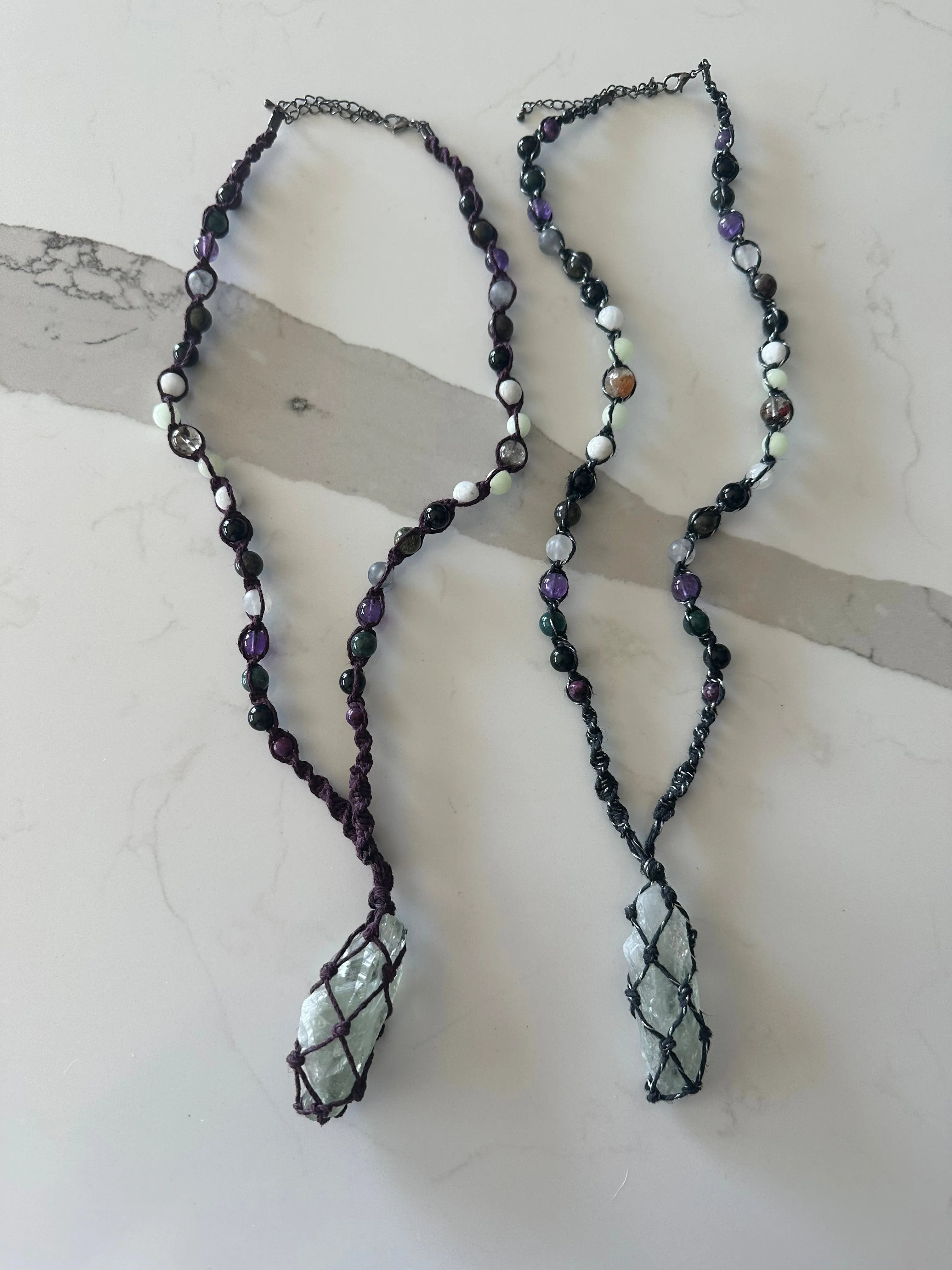 Green Amethyst Hemp Necklace