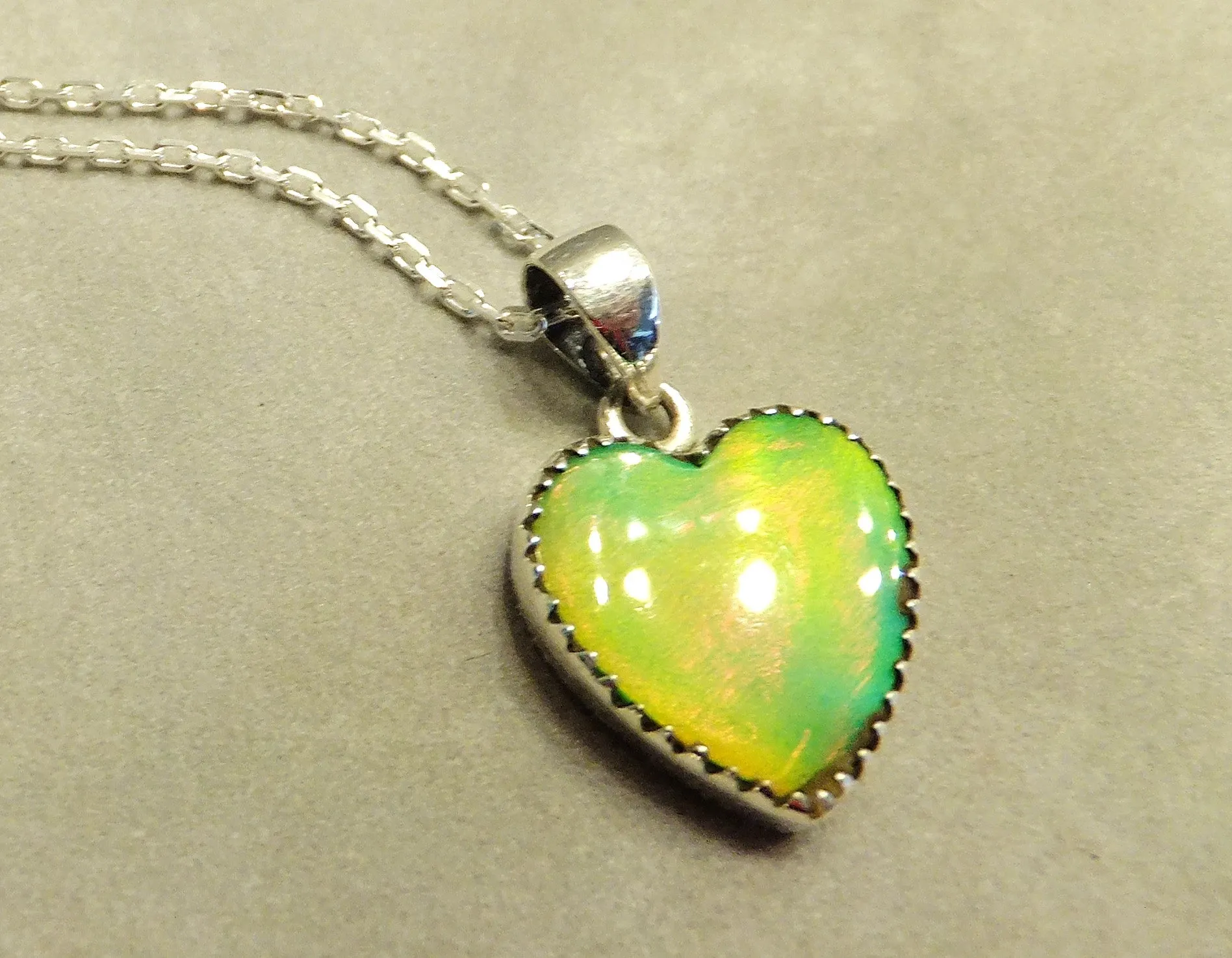 Green Aurora Opal Pendant Necklace