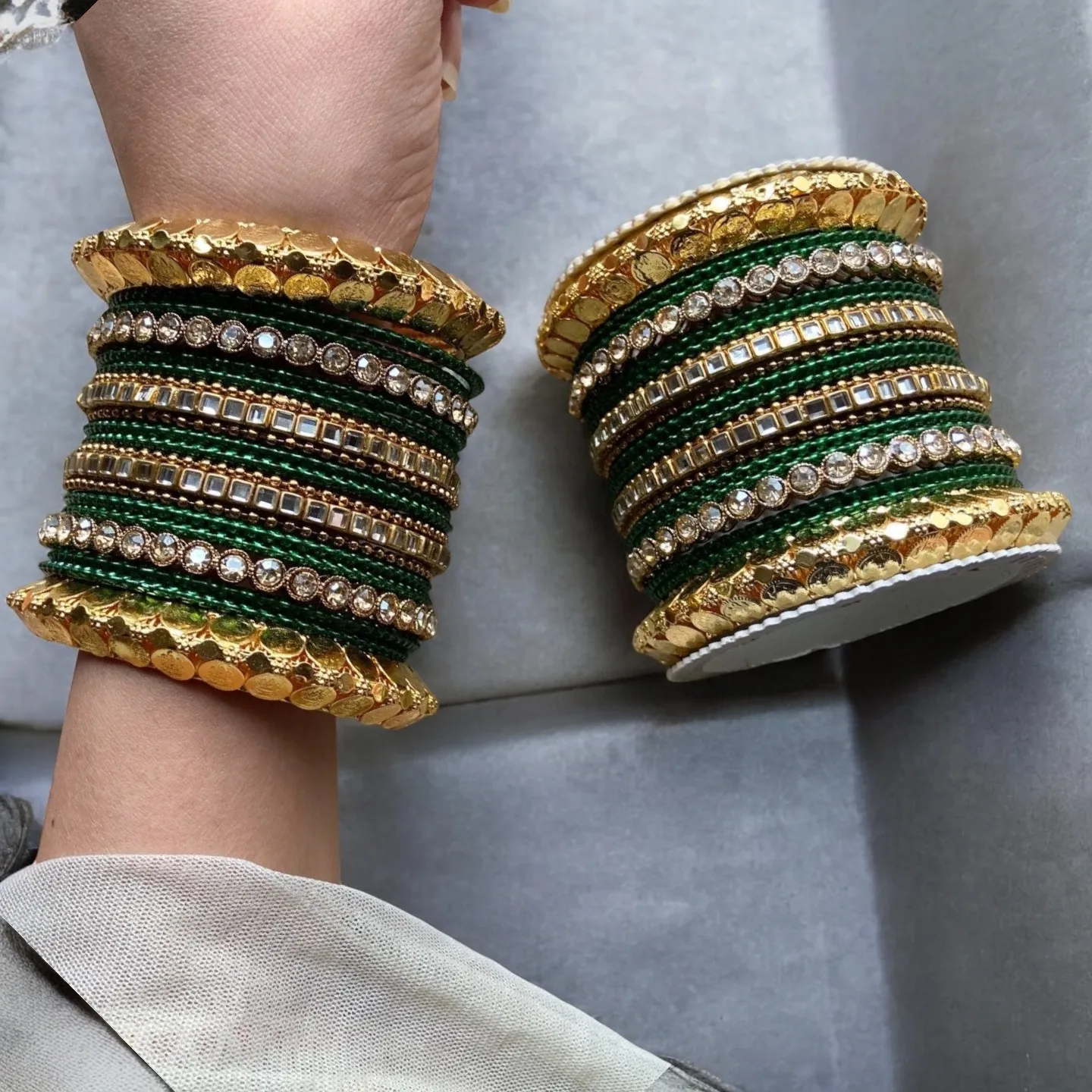 Green Indian Gold Plated Bridal Bangles Set, Bridal Bangles, Indian Bangles Set, Pakistani Jewelry, Bangle Jewelry Set, Wedding Bangles Set