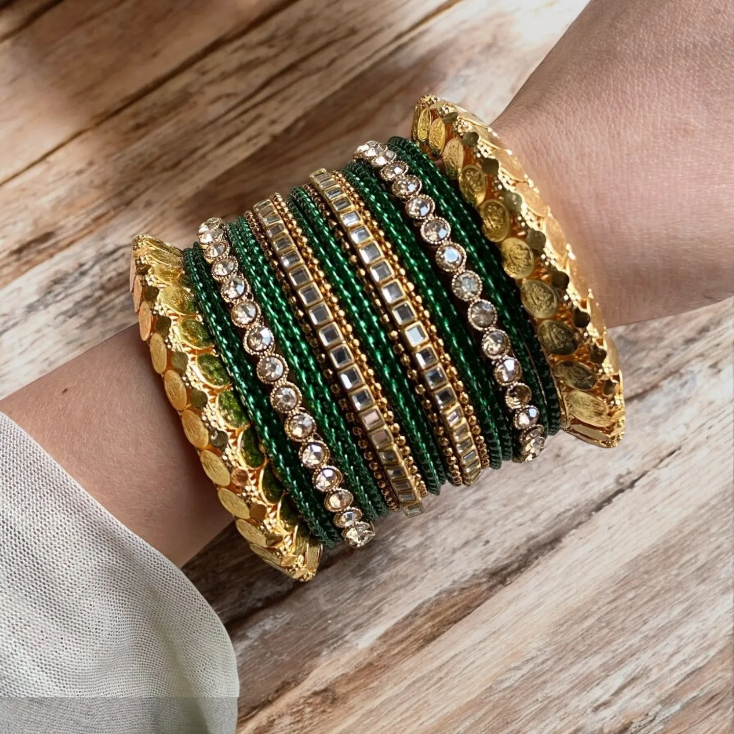 Green Indian Gold Plated Bridal Bangles Set, Bridal Bangles, Indian Bangles Set, Pakistani Jewelry, Bangle Jewelry Set, Wedding Bangles Set