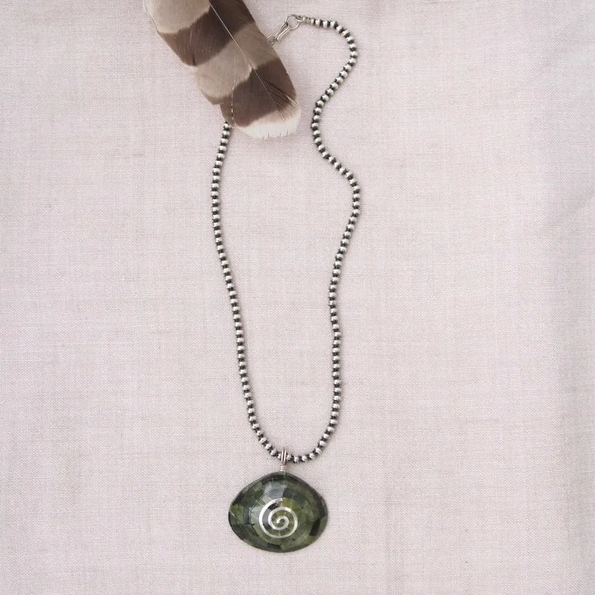 Green Turquoise Covered Shell with Spiral