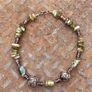Grossular Green Garnet and Copper Necklace