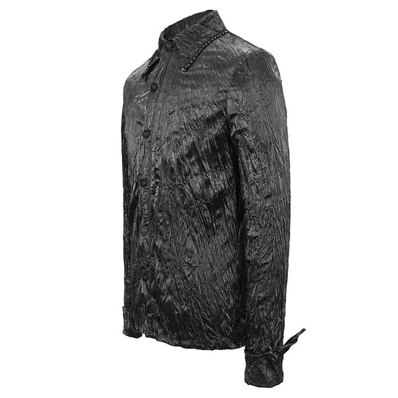 'Gunshot Glitter' Punk Crumpled Button Up Shirt
