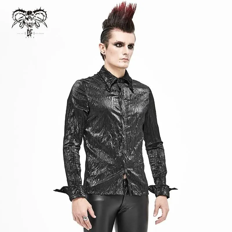 'Gunshot Glitter' Punk Crumpled Button Up Shirt