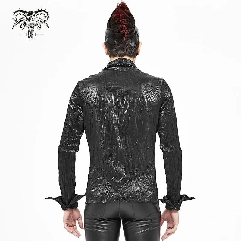 'Gunshot Glitter' Punk Crumpled Button Up Shirt