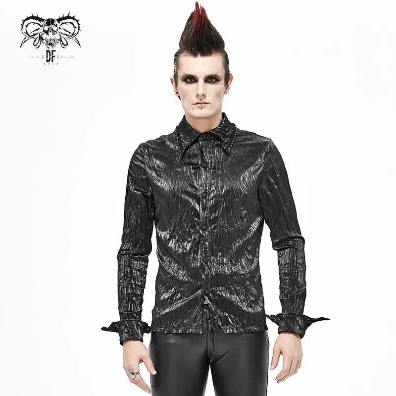 'Gunshot Glitter' Punk Crumpled Button Up Shirt