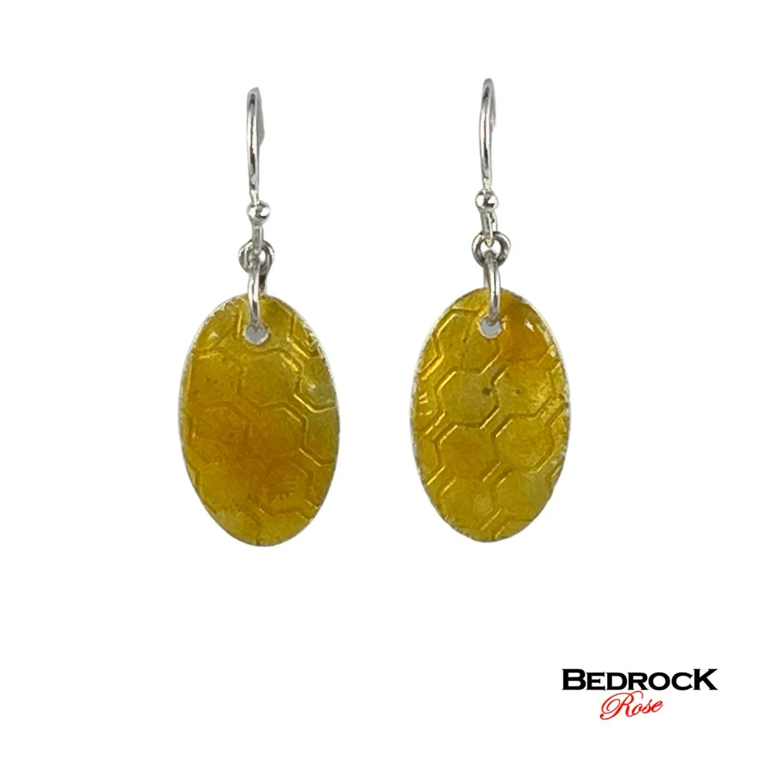 Honeycomb Oval Dangling Earrings
