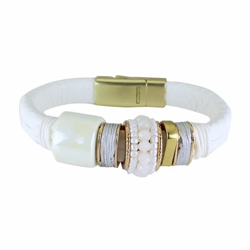 Hot Sale Top Quality Luxury Stone Pendant Leather Bracelet Bangle Colorful Party Accessories For Women Gift