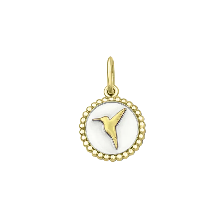 Hummingbird Charm White and Gold