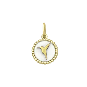 Hummingbird Charm White and Gold